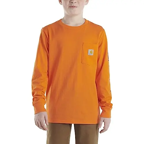 Boys’ Long-Sleeve Pocket Crewneck T-Shirt – Casual Cotton Top Ca6458 1