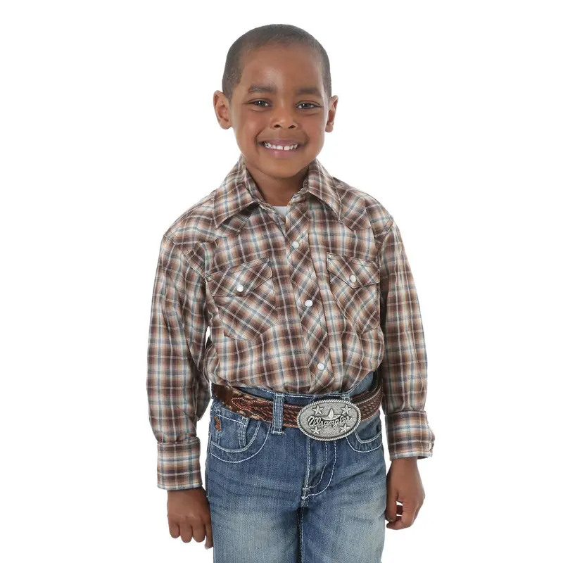 Boys’ Long-Sleeve Western-Style Plaid Shirt 1