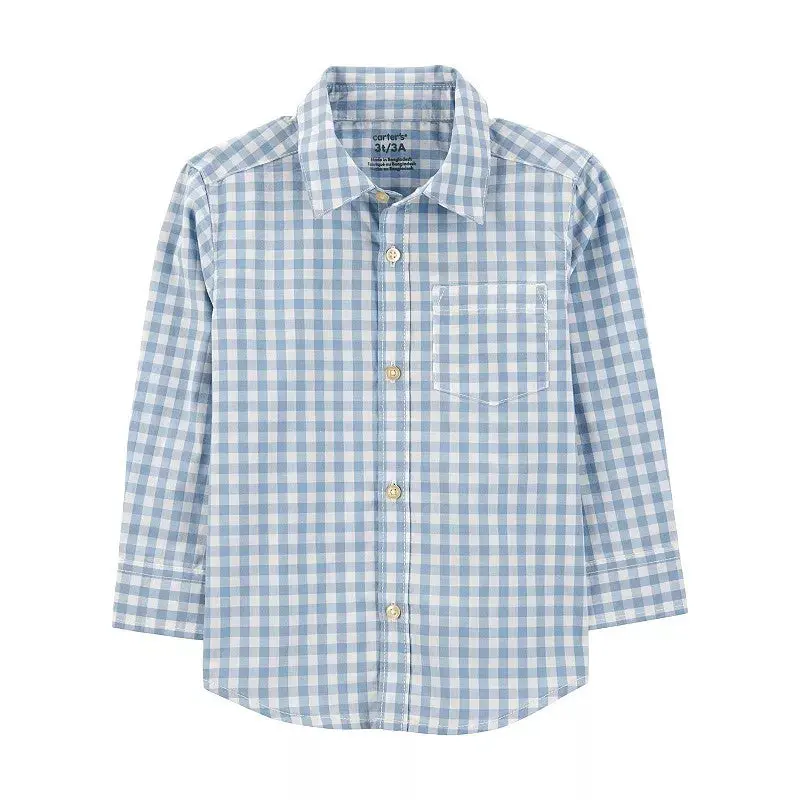 Boys' Plaid Long-Sleeve Button-Down Shirt For Layered Looks 1
