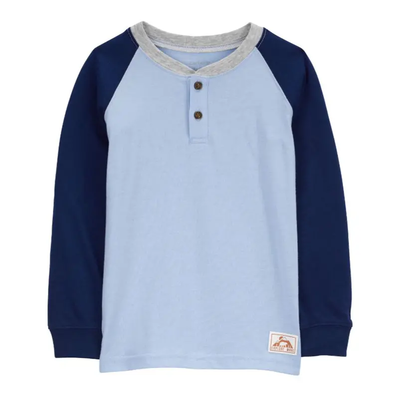 Boys' Raglan-Sleeve Henley T-Shirt For Casual Comfort 1
