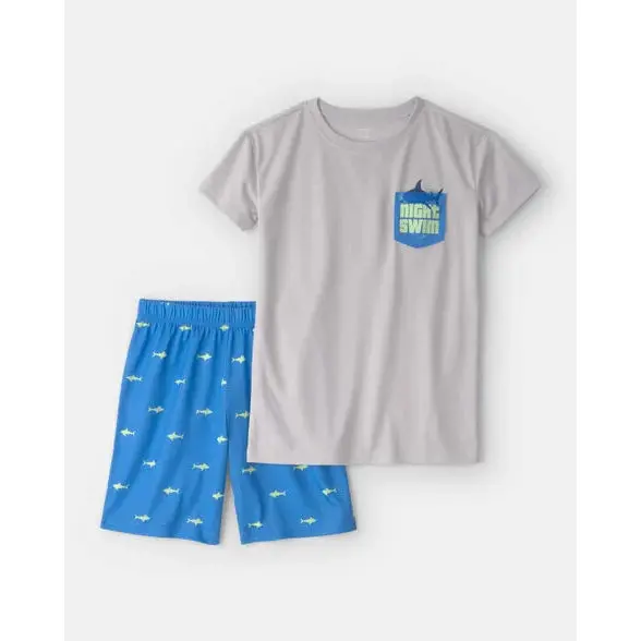 Boys' Shark-Print Pajama Set – 2-Piece Relaxed-Fit Cotton Sleepwear 1