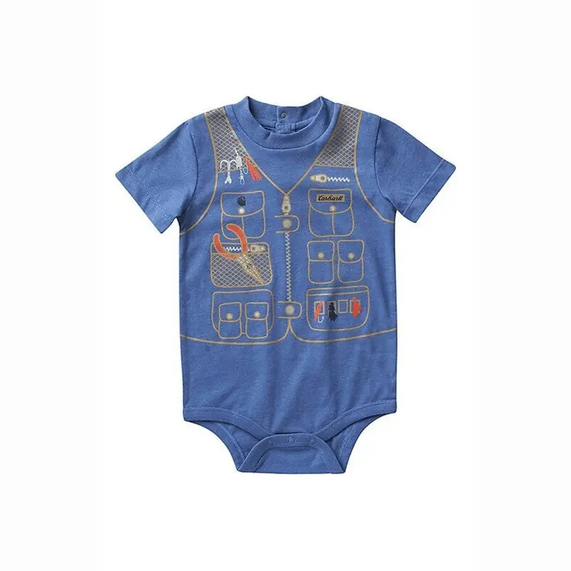 Boys' Short-Sleeve Fishing-Themed Bodysuit – Soft Cotton Infant Outfit 1