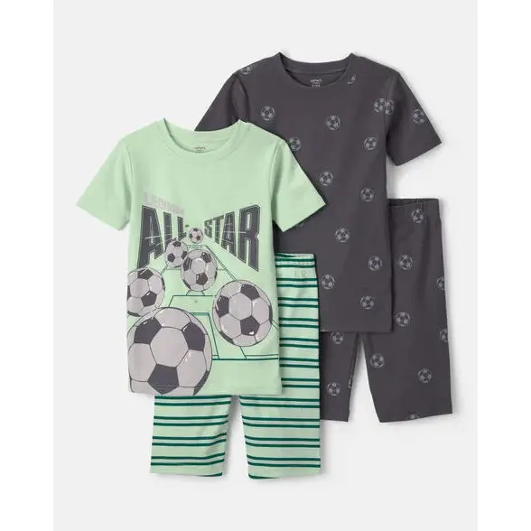 Boys' Soccer-Inspired Pajama Set – 4-Piece Comfortable Sleepwear 1