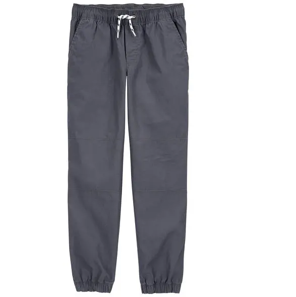 Boys' Soft Grey Jogger Pants With Drawstring Waist 1