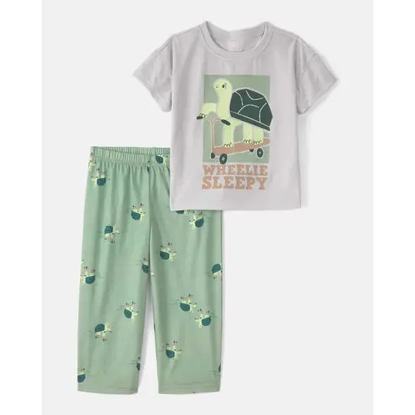 Boys' Turtle Print Loose-Fit Two-Piece Pajama Set – Style 2U609810 1