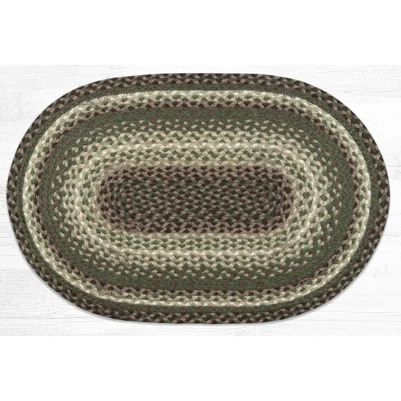 Brown And Cactus Green Braided Jute Rug C-786 1