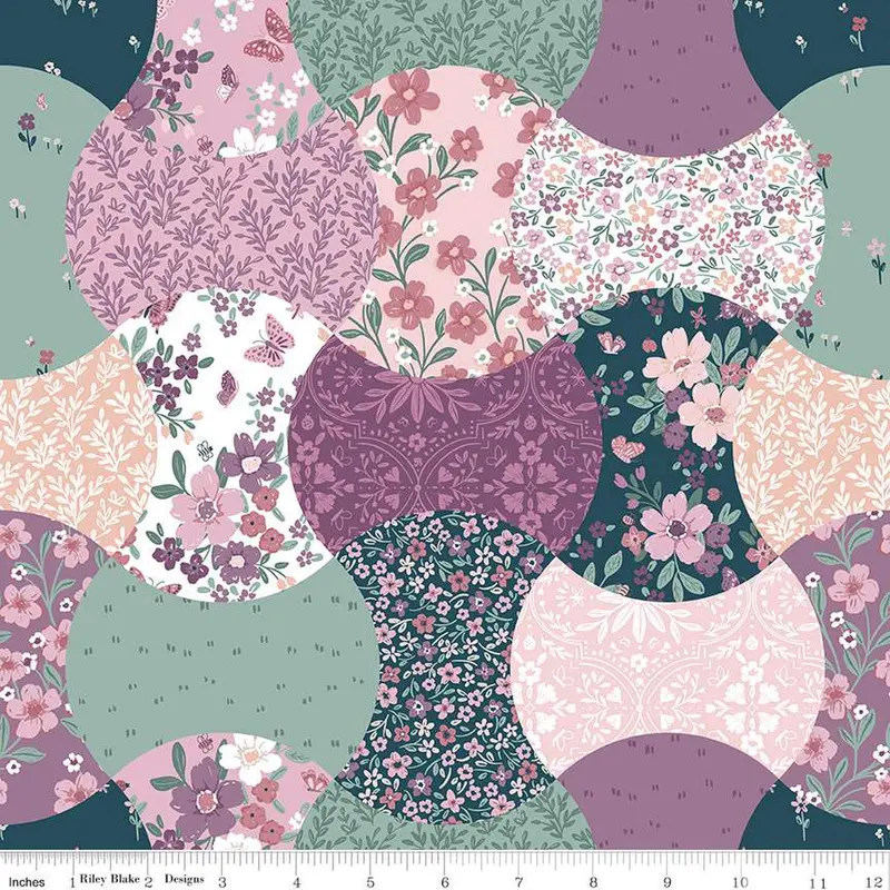Buds And Butterflies Cheater Print Cotton Fabric – Whimsical Garden Design (C15357) 1
