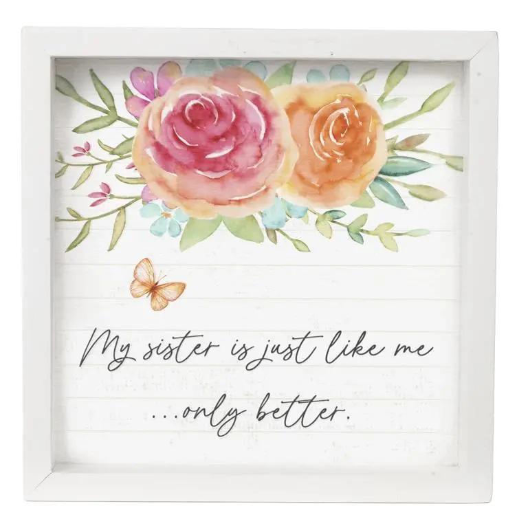 Butterfly-Inspired 'Sister' Wishes Framed Wall Sign 1