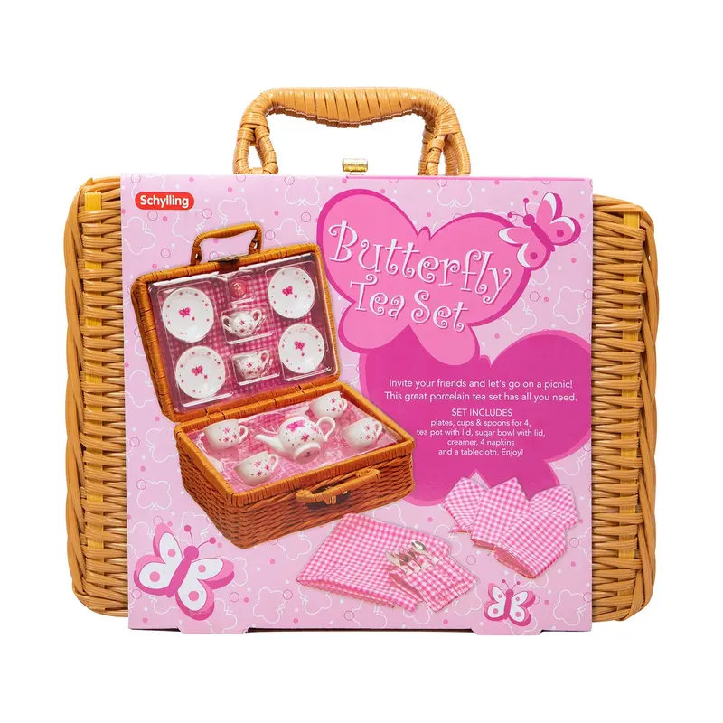 Butterfly-Themed Tea Serving Basket Set – Elegant Bytsb Design 1