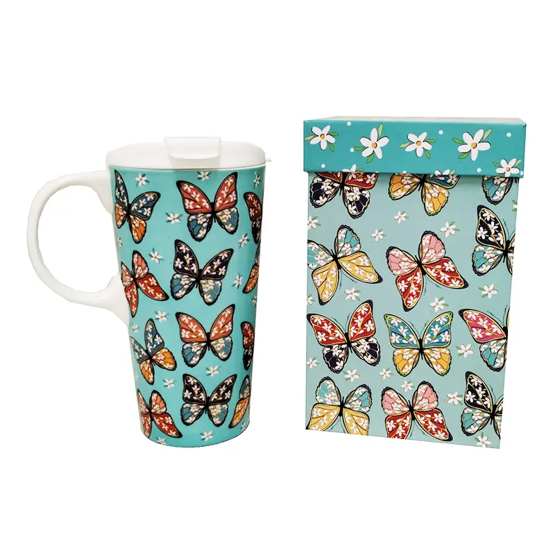 Butterfly-Themed Travel Coffee Cup – Lightweight Ceramic Design 3Ctc100463 1