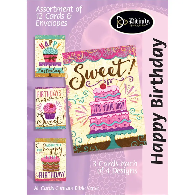 Cakes & Cupcakes Birthday Card Assortment – Festive Boxed Greetings (27210N) 1
