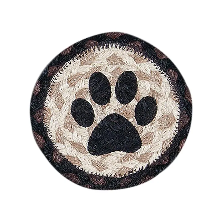 Cat Paw–Print Braided Jute Coaster – Whimsical Home Accessory #Ic-313Catpaw 1