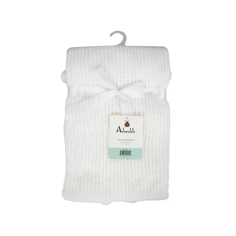 Chenille Baby Blanket With Pom-Pom Trim – Ultra-Soft Nursery Essential 1
