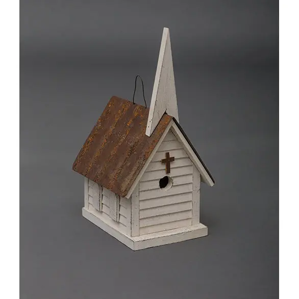 Church-Shaped Wooden Birdhouse – Decorative Garden Ornament & Wildlife Habitat, Sm3 1