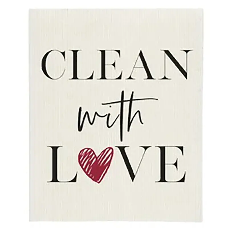 'Clean With Love' Patterned Multipurpose Sponge Cloth 1