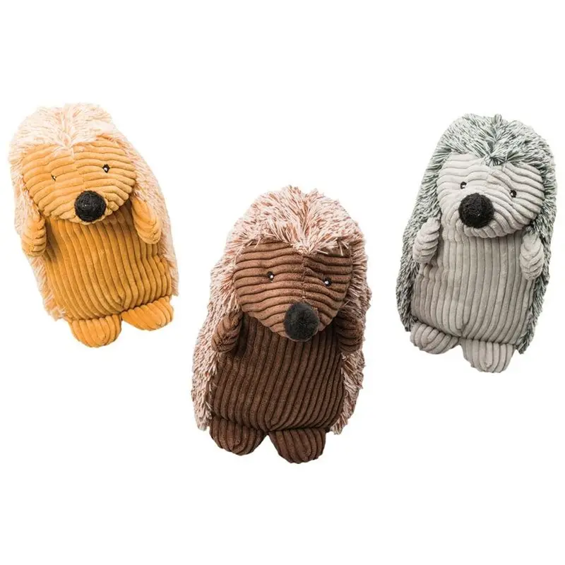 Corduroy-Textured Hedgehog Plush Pet Toy 1