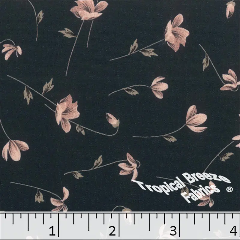 Crinkle-Texture Creme Floral Polyester Fabric – Style 042527 1