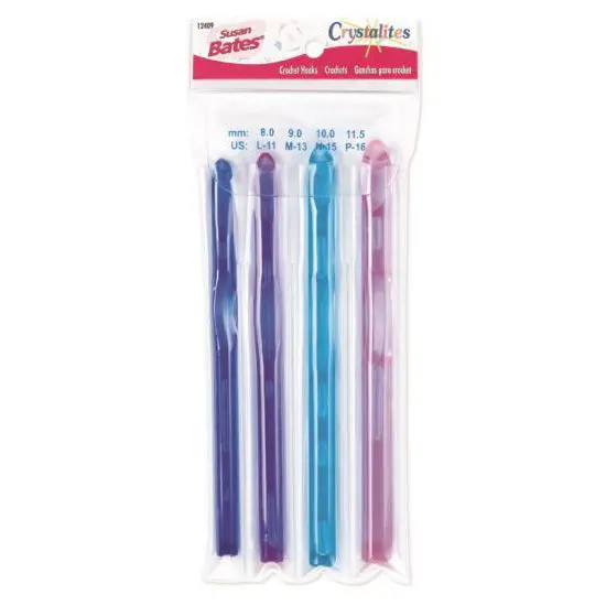 Crystalites Acrylic Crochet Hook Set – 4-Piece (L-11, M-13, N-15, P-16) – 12409 1