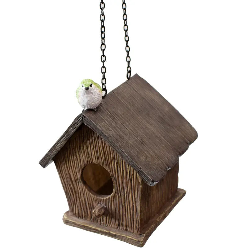 Decorative Birdhouse With Perched Bird Figurine – Er44057 1