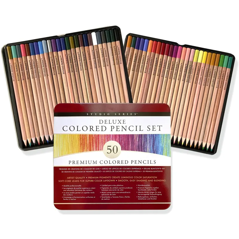 Deluxe 50-Piece Colored Pencil Set With Premium Wood-Cased Leads 1