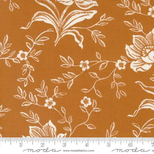 Denim & Daisies Cotton Fabric – Woodcut Bloom Print Collection (35380) 1