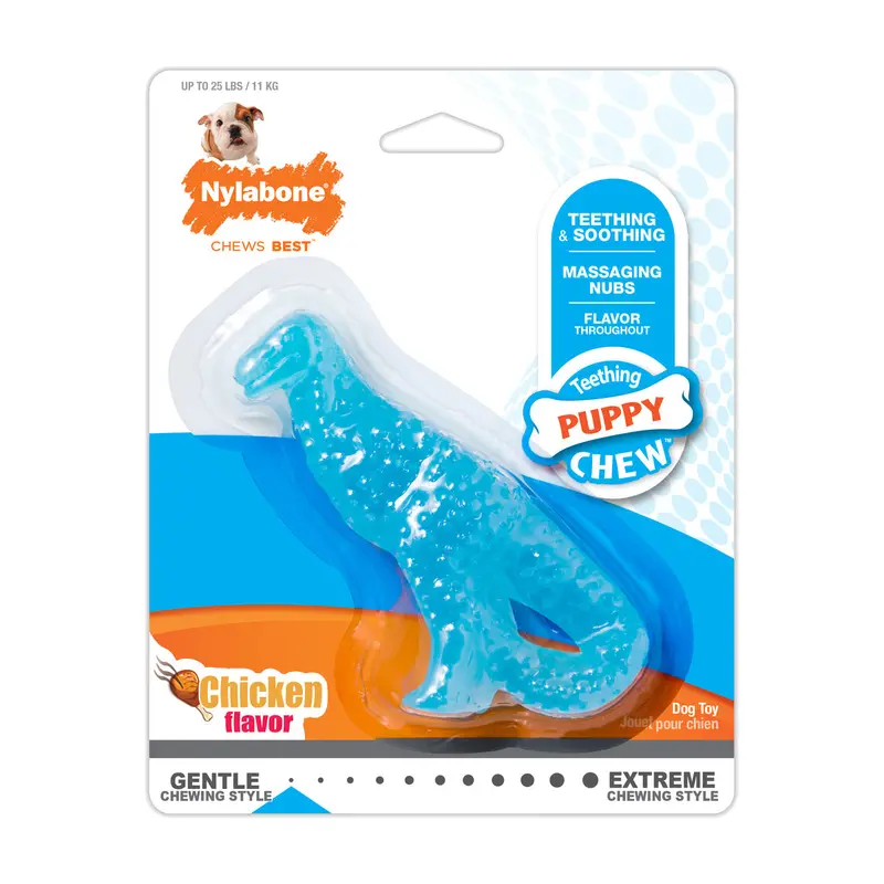 Dental Dinosaur Chew Toy For Puppies – Chicken-Flavored Plush & Textured Design 1