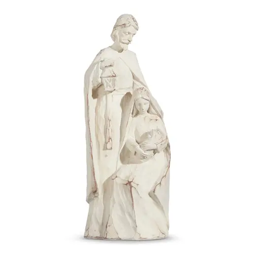 Distressed White Holy Family Figurine: Vintage-Style Nativity Decor (4011127) 1
