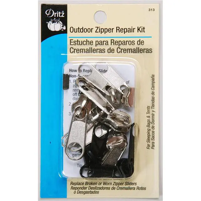 Dritz Outdoor Zipper Repair Kit – Includes Stops, Sliders & Teeth – Model 313 1