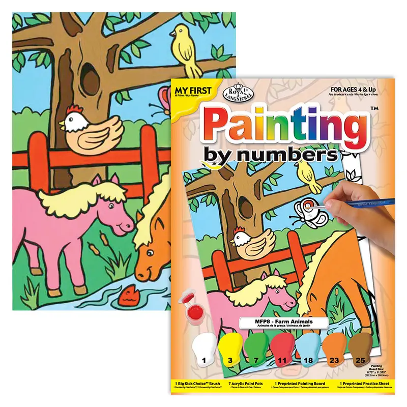 Farm Animal Painting By Numbers Kit – Beginner-Friendly Kids’ Art Set 1
