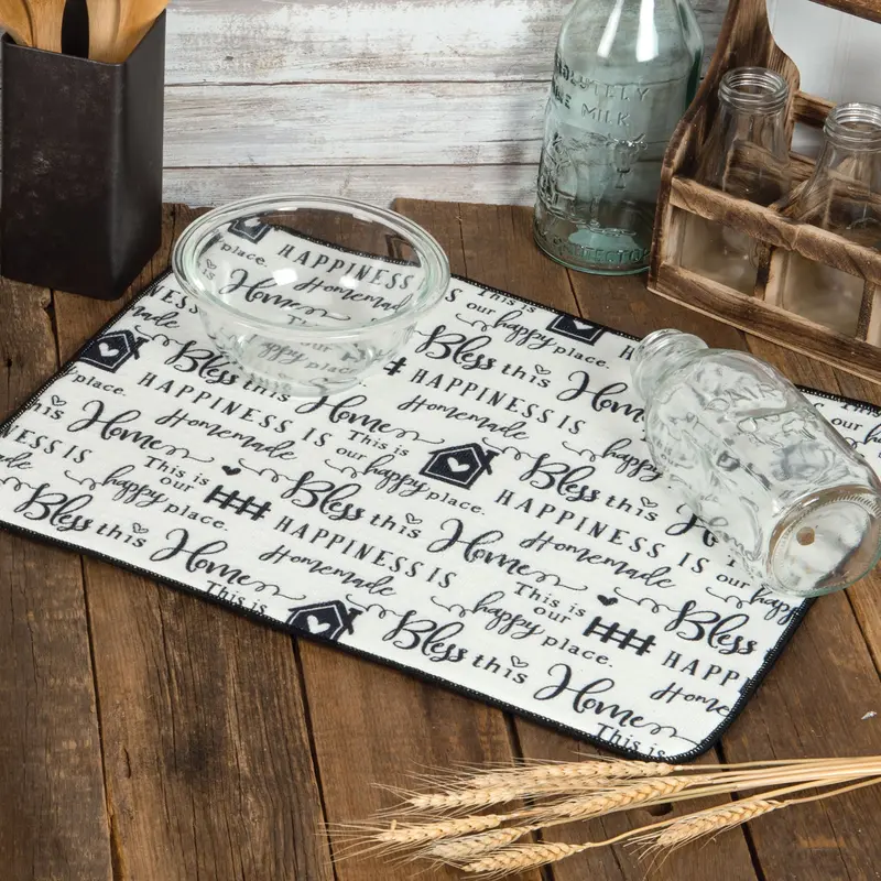 Farmhouse-Style Drying Mat – Absorbent Cotton Blend For Kitchen Or Bath 1