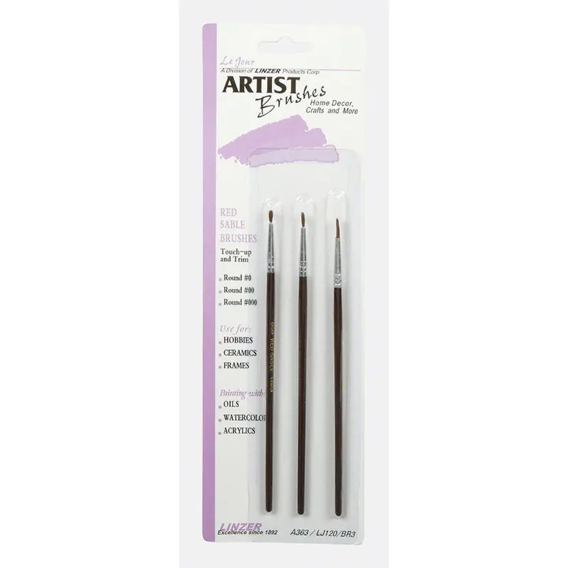 Fine-Tip Artist Brush Set – Assorted Sizes: No. 000, 00, And 0 For Detailed Painting 1