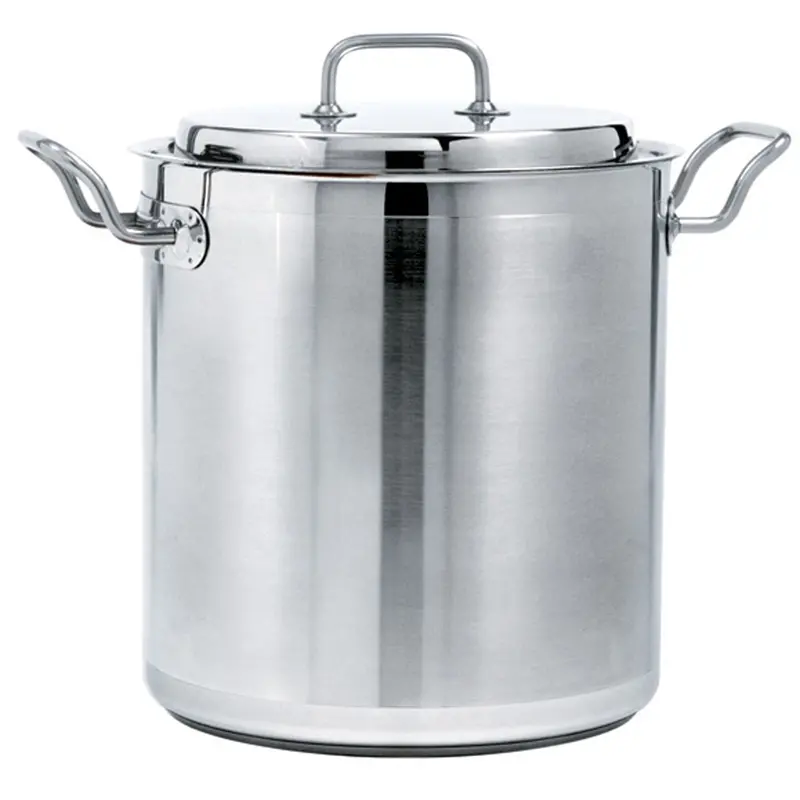 Flat-Bottom Stainless Steel Stock Pot – Heavy-Duty Cooking Vessel 1