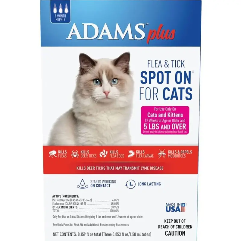 Flea & Tick Spot-On Treatment For Cats – Fast-Acting Topical Solution (100538055) 1