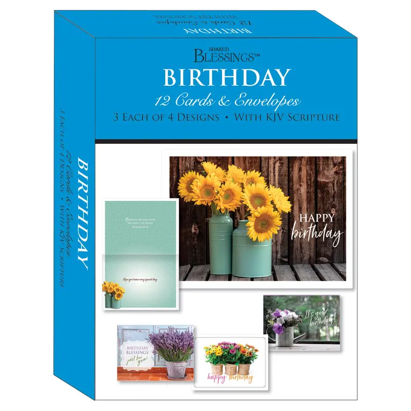 Floral Birthday Greeting Cards – Vase Arrangement Theme (Sbeg22176) 1