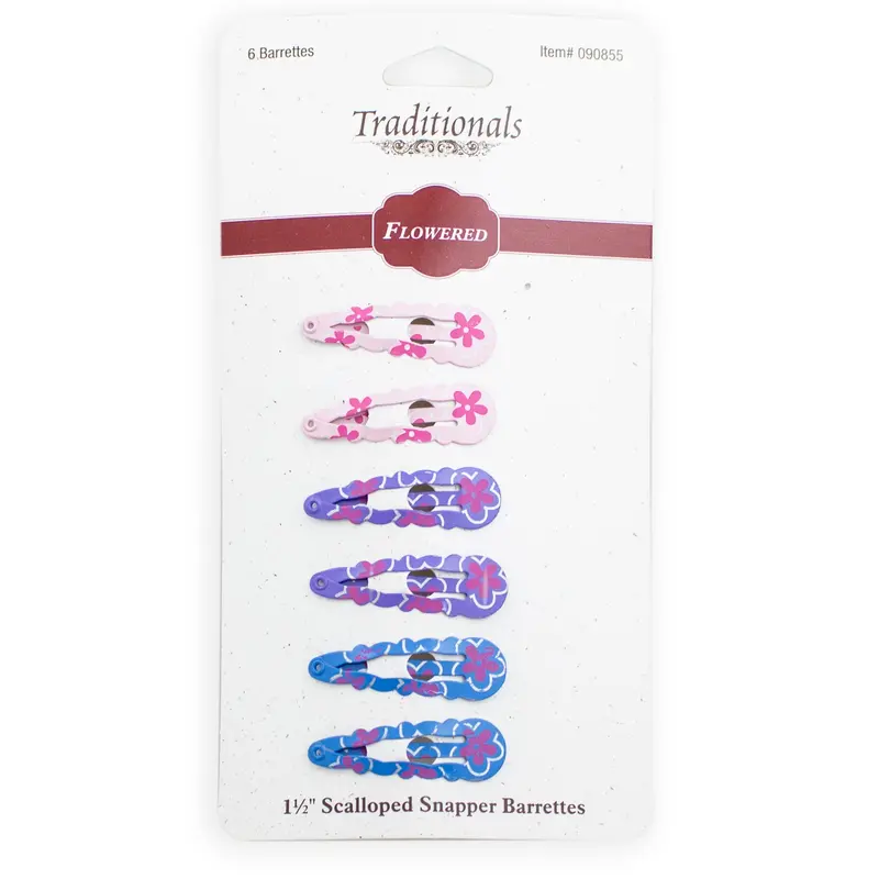 Floral Snapper Hair Barrettes – Decorative 090855 Clip Set For Girls 1