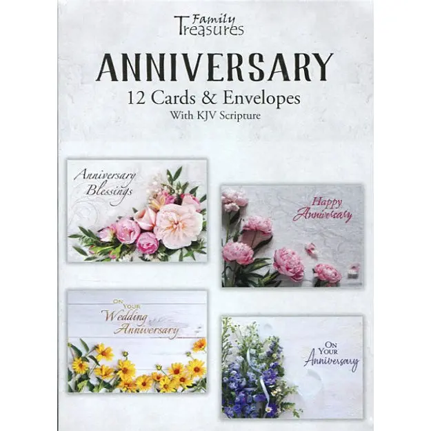 Fresh Floral Anniversary Greeting Cards – Premium Boxed Set 1