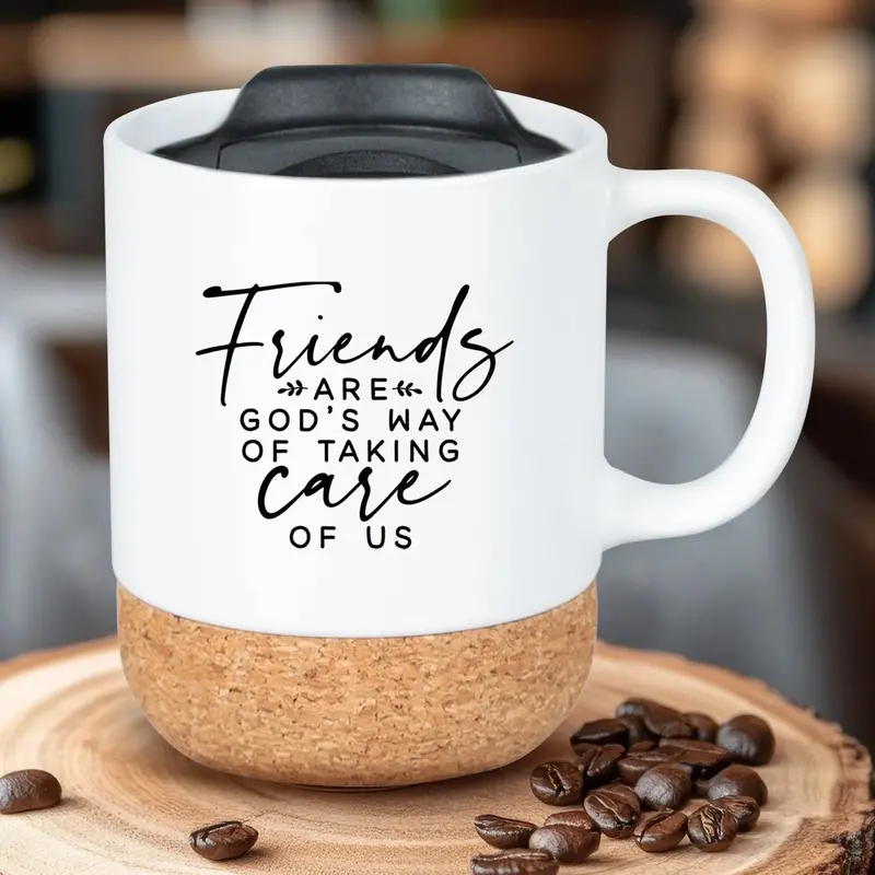 'Friends Are God'S Way' Cork-Bottom Mug – Faith-Based Ceramic Coffee Cup 4697 1