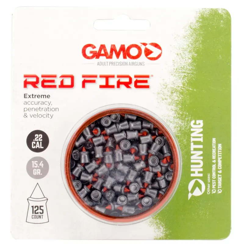 Gamo Red Fire .22 Caliber Polymer-Tip Pellets (15.4 Grains, 125 Ct) – Model 63227 1
