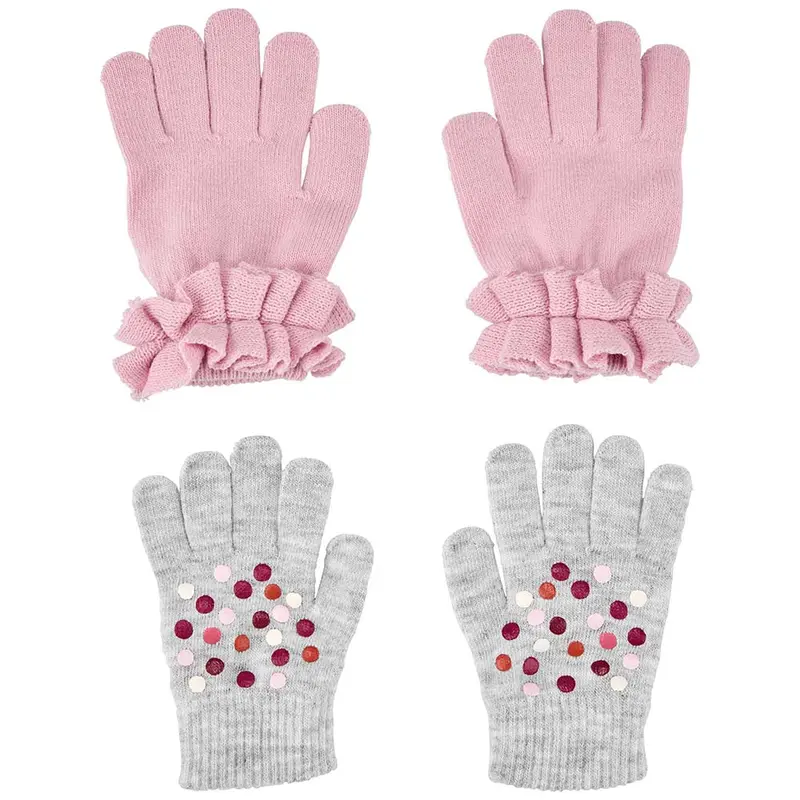 Girls' 2-Pack Pink Polka-Dot Gripper Gloves – Style 3P884010 1