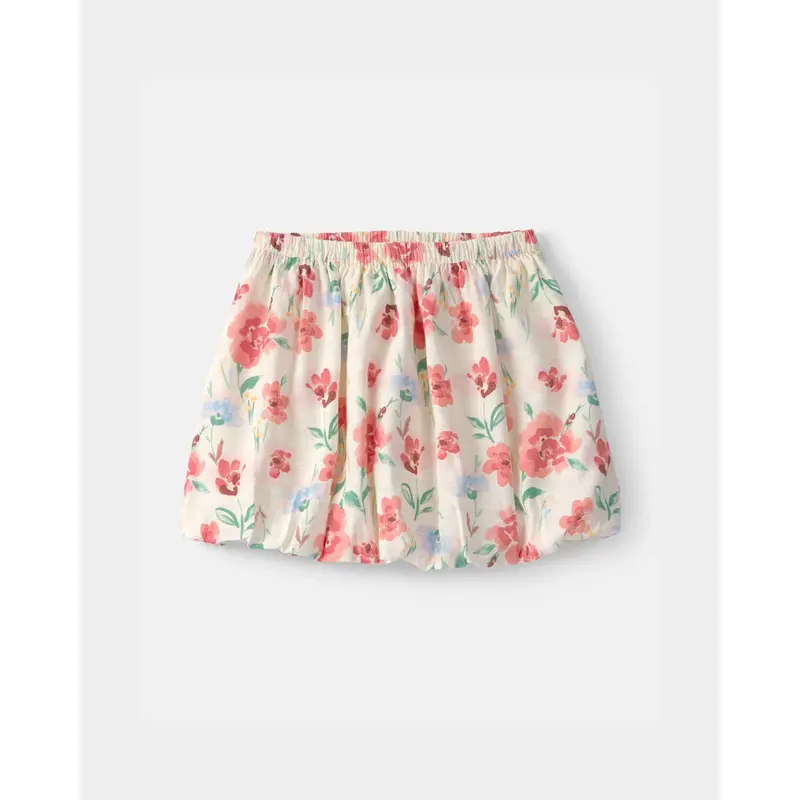 Girls' Cream-Colored Floral Skirt – Lightweight Casual Wear 1