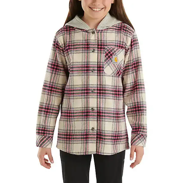 Girls' Flannel Shirt With Front Pocket – Long-Sleeve Plaid Top 1
