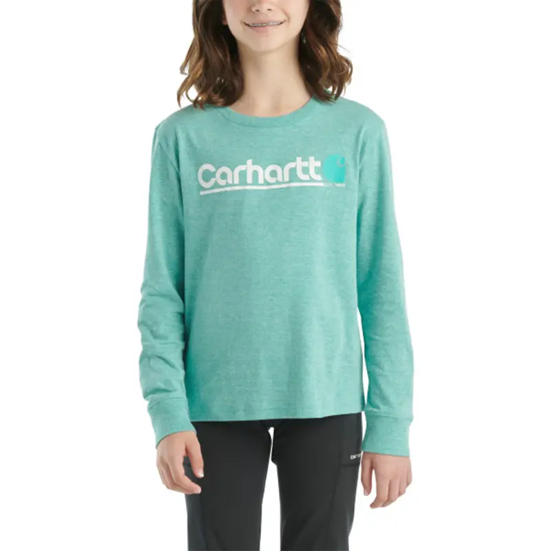 Girls' Long-Sleeve Snow Heather Tee With Embossed Logo – Cozy Winter Top (Ca7070) 1