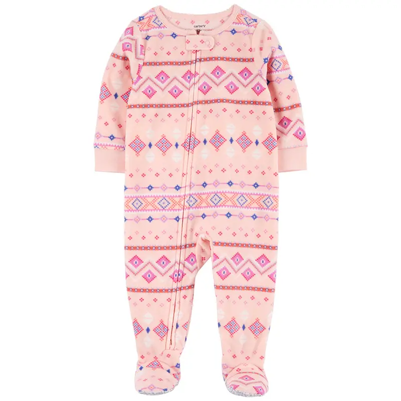 Girls’ Pink Fair Isle Zip-Up Sleep & Play Pjs – Cozy Knit Set For Comfortable Nights 1Q072010 1