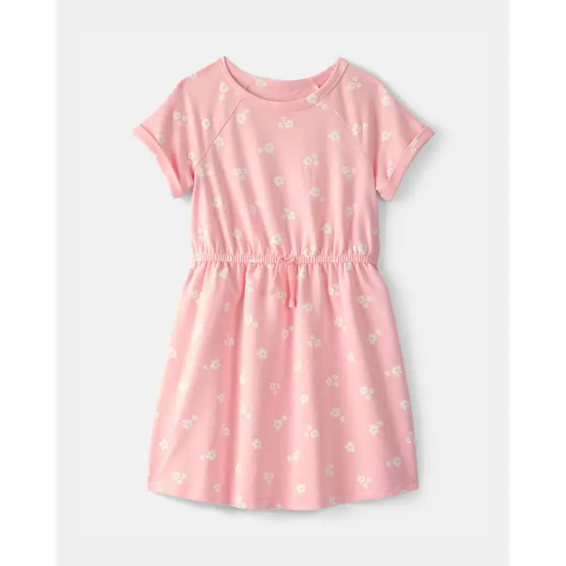 Girls' Pink Floral French Terry Dress – Soft And Stylish Everyday Dress 1