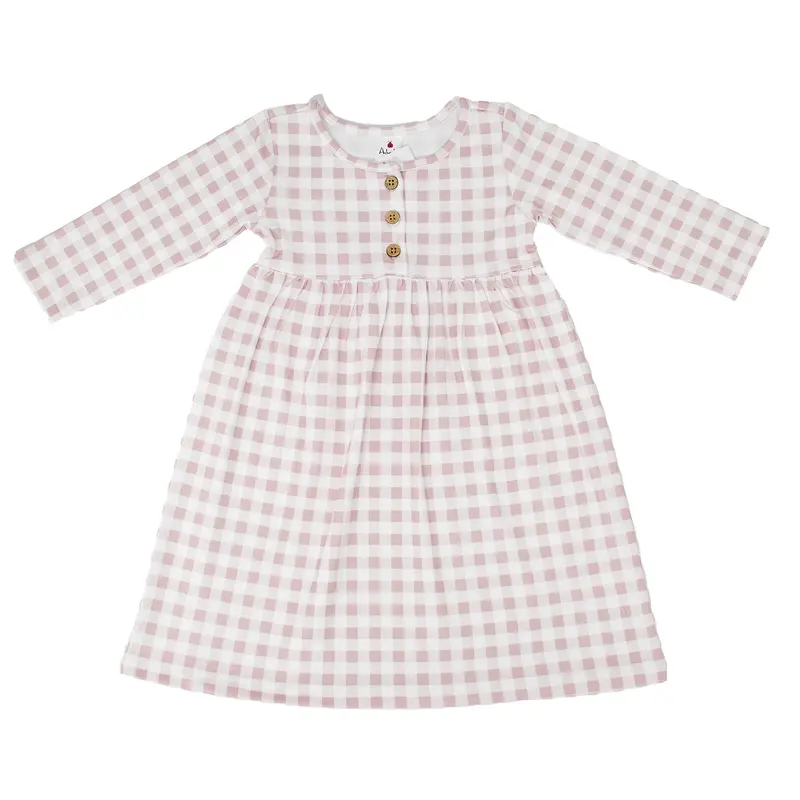 Girls’ Plaid Knit Dress Set With Matching Headband – Casual Winter Outfit A3005 1