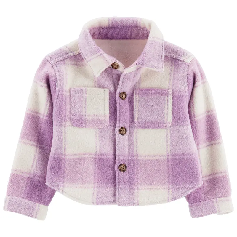 Girls’ Purple Plaid Shacket – Lightweight Layering Jacket With Casual Charm 2Q312510 1