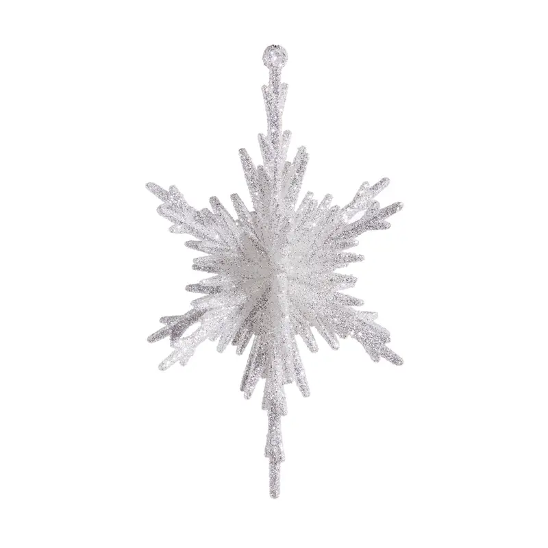 Glitter-Finished Silver Snowflake Ornament – Shimmering Holiday Decoration 4319056 1