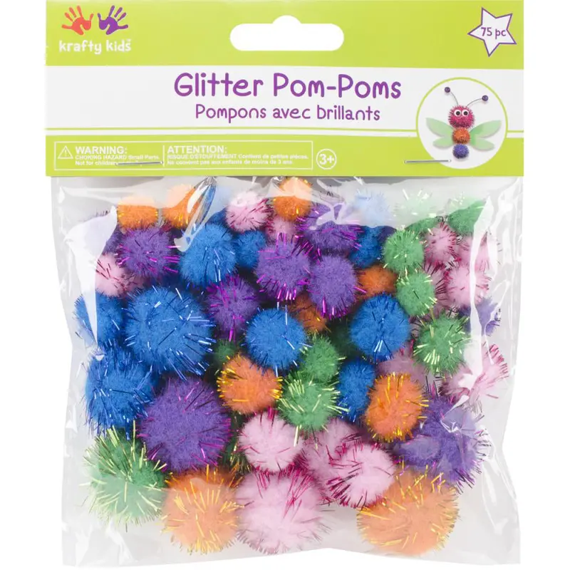 Glitter Pom-Pom Variety Set – 75-Piece Assortment, Kc216 1