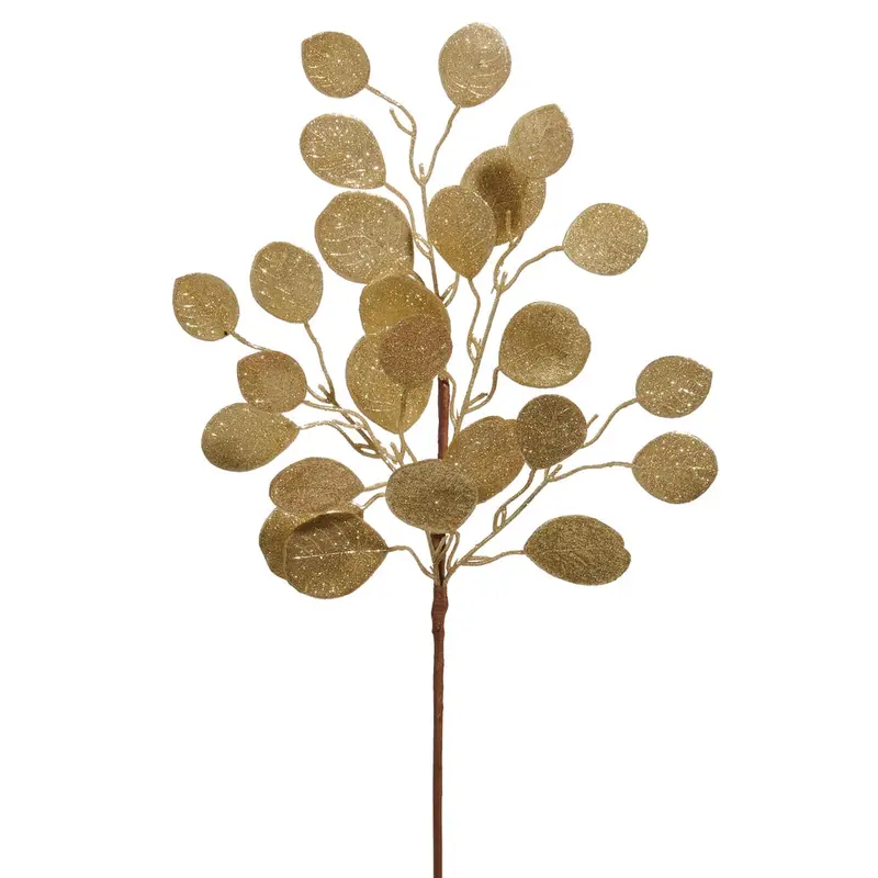 Gold-Toned Eucalyptus Spray – Lifelike Metallic Botanical Accent (F4502368) 1