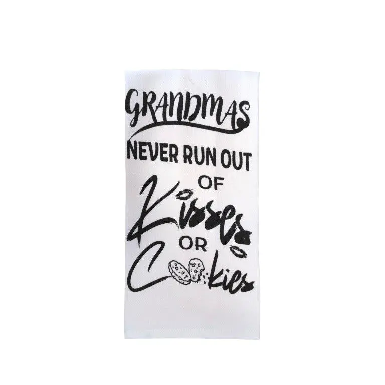 ‘Grandmas Never Run Out Of Kisses Or Cookies’ Kitchen Towel (Style Dkt23185) 1